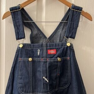 Dickies Bib Overall Men's 38W x 32L Blue Indigo Rigid Denim Carpenter Workwear